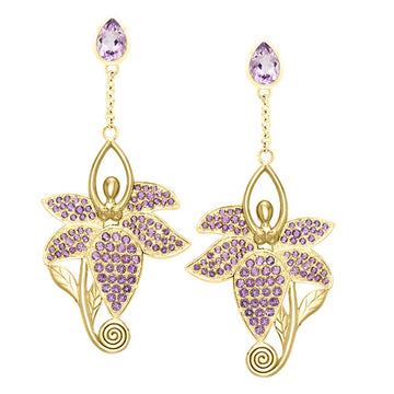 Dancing Lotus Solid Yellow Gold Earrings GER520